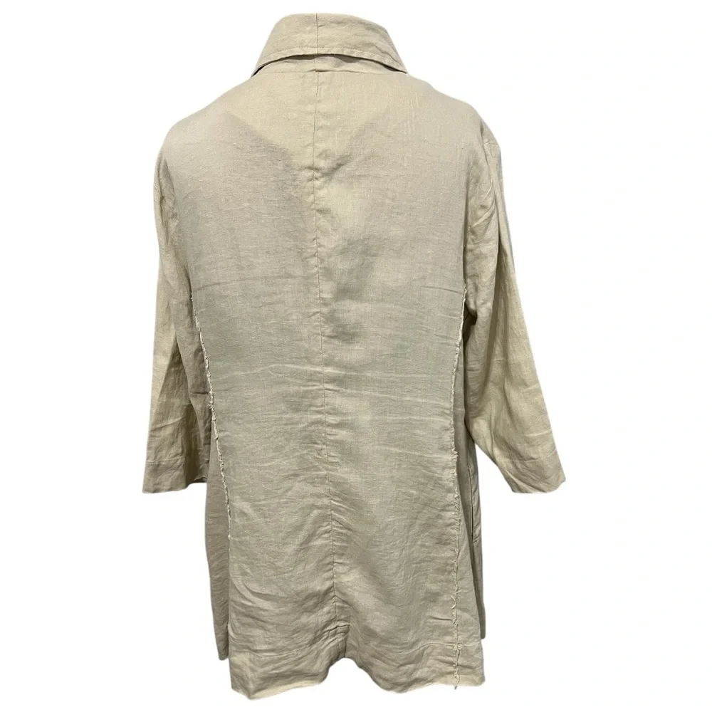 Saint Tropaz West Linen Women's Beige Jacket Size L - Picture 2 of 9